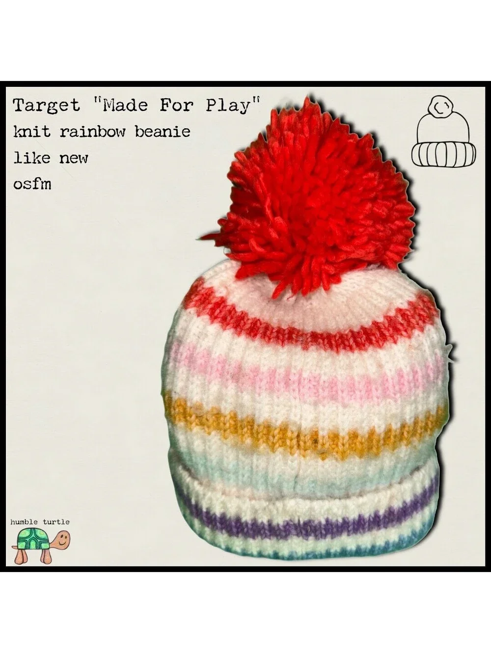 Target Made For Play Knit Rainbow Beanie with Pom Pom